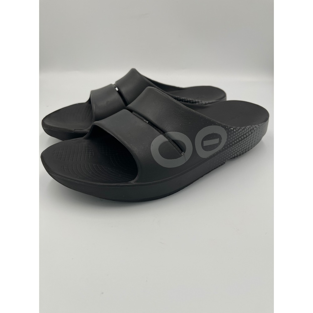 Oofos OOahh Sport Recovery Slide Sandals Black Graphite Mens 10 Womens 12 EU 43